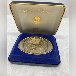 New Eagle Belt Buckle 24K Gold & Rhodium over Brass North American Hunting Club